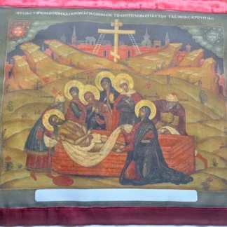 Byzantine Design Orthodox Antimension - Colored Epitaphios with Green Border