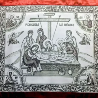 Byzantine Design Orthodox Antimension - Black & White Epitaphios with Evangelists