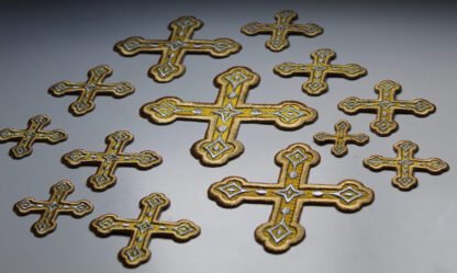 Exquisite Gold Orthodox Vestment Cross Applique Set - 13 Piece for Priests - Custom Colors Available