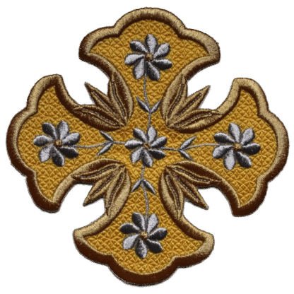 Byzantine Applique Cross with Five Flowers & 12 Petals for Priest Vestments - Custom Colors - Orthodox Monastic Handmade