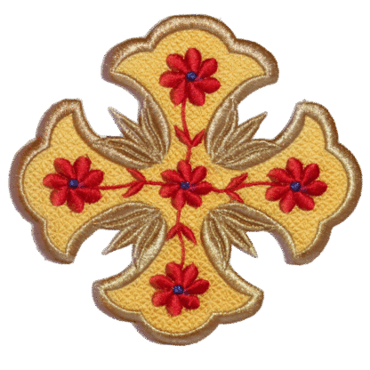 Byzantine Applique Cross with Five Flowers & 12 Petals for Priest Vestments - Custom Colors - Orthodox Monastic Handmade - Image 2