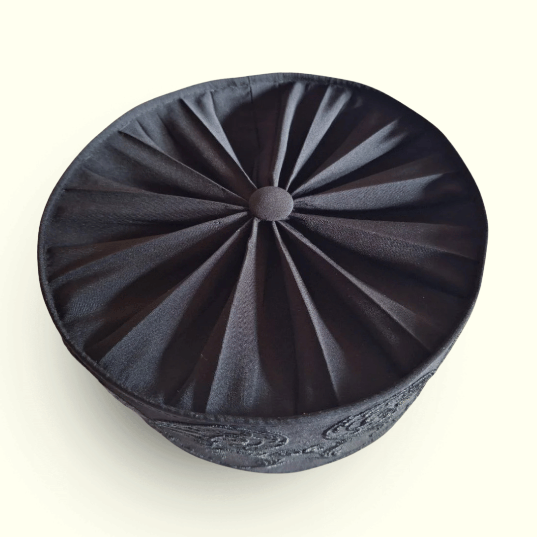 Handmade Black Embroidered Floral Skufia - Semi-Hard Orthodox Priest & Monastic Headwear - Greek Monastery Craftsmanship - Image 2