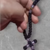 photo_2025-03-06_20-48-29 (2) HANDMADE Tailless Black Satin PRAYER ROPE/KOMBOSKINI/CHOTKI (100 Knots) with GOLD & LILAC Beads - Unparalleled Comfort for All-Day Prayer