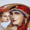 Circular Theotokos & Christ Child Embroidered Applique (6")