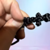 HANDMADE Tailless Black Satin PRAYER ROPE/KOMBOSKINI/CHOTKI (50 Knots) with CHINA BONE PATTERNED Beads - Unparalleled Comfort, Portable, & Discreet