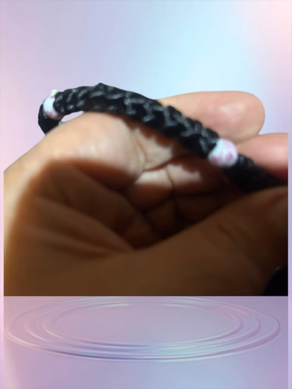 HANDMADE Tailless Black Satin PRAYER ROPE/KOMBOSKINI/CHOTKI (50 Knots) with CHINA BONE PATTERNED Beads - Unparalleled Comfort, Portable, & Discreet