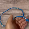 HANDMADE Tailless Azure Blue Satin PRAYER ROPE/KOMBOSKINI/CHOTKI (100 Knots) with FAUX-PEARL Beads - Unparalleled Comfort for All-Day Prayer