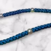 HANDMADE Tailless Azure Blue Satin PRAYER ROPE/KOMBOSKINI/CHOTKI (100 Knots) with FAUX-PEARL Beads - Unparalleled Comfort for All-Day Prayer