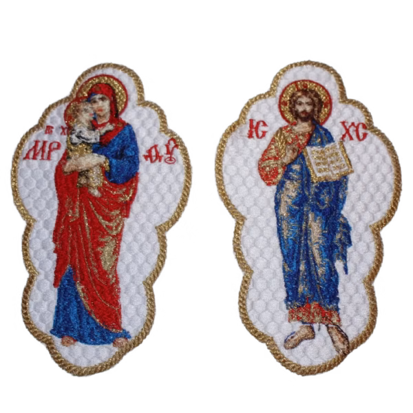 Christ and Theotokos Applique Set Christ & Theotokos Embroidered Icon Applique Set