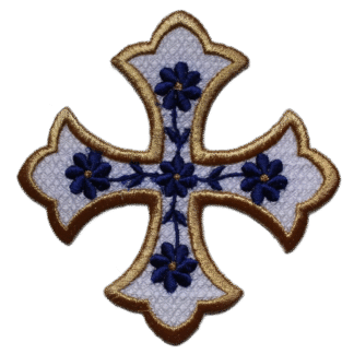 Byzantine Applique Cross with Five Flowers - Priest Vestment Applique - Custom Colors - Orthodox Monastic Handmade