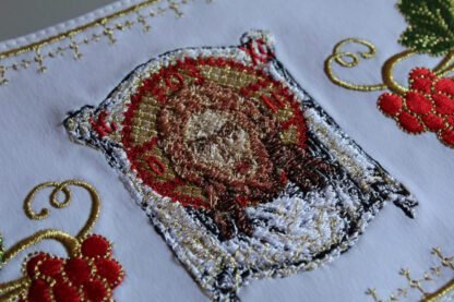 Embroidered Priest Cuffs Epimanikia - Christ & Theotokos Icons, Grape Vines - Custom Fabric Color - Monastic Handmade - Image 4