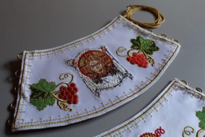 Embroidered Priest Cuffs Epimanikia - Christ & Theotokos Icons, Grape Vines - Custom Fabric Color - Monastic Handmade - Image 3