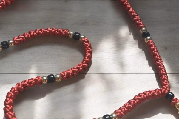 HANDMADE Rustic Red Satin PRAYER ROPE/KOMBOSKINI/CHOTKI (100 Knots) - Unparalleled Comfort for All-Day Prayer