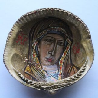 ONE-OF-A-KIND Theotokos Icon "Mother of Pearl" - Handpainted Clam Shell - Orthodox Monastic Iconography