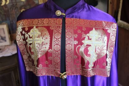 Bishop's Mantle (Mandyas / Mantiya) - Royal Purple with Golden Crosses - Monastic Handmade - Image 4