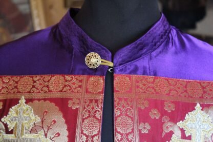 Bishop's Mantle (Mandyas / Mantiya) - Royal Purple with Golden Crosses - Monastic Handmade - Image 3