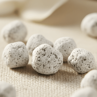 An extreme macro shot of Gardenia incense pieces, highlighting their authentic texture and white magnesia coating.