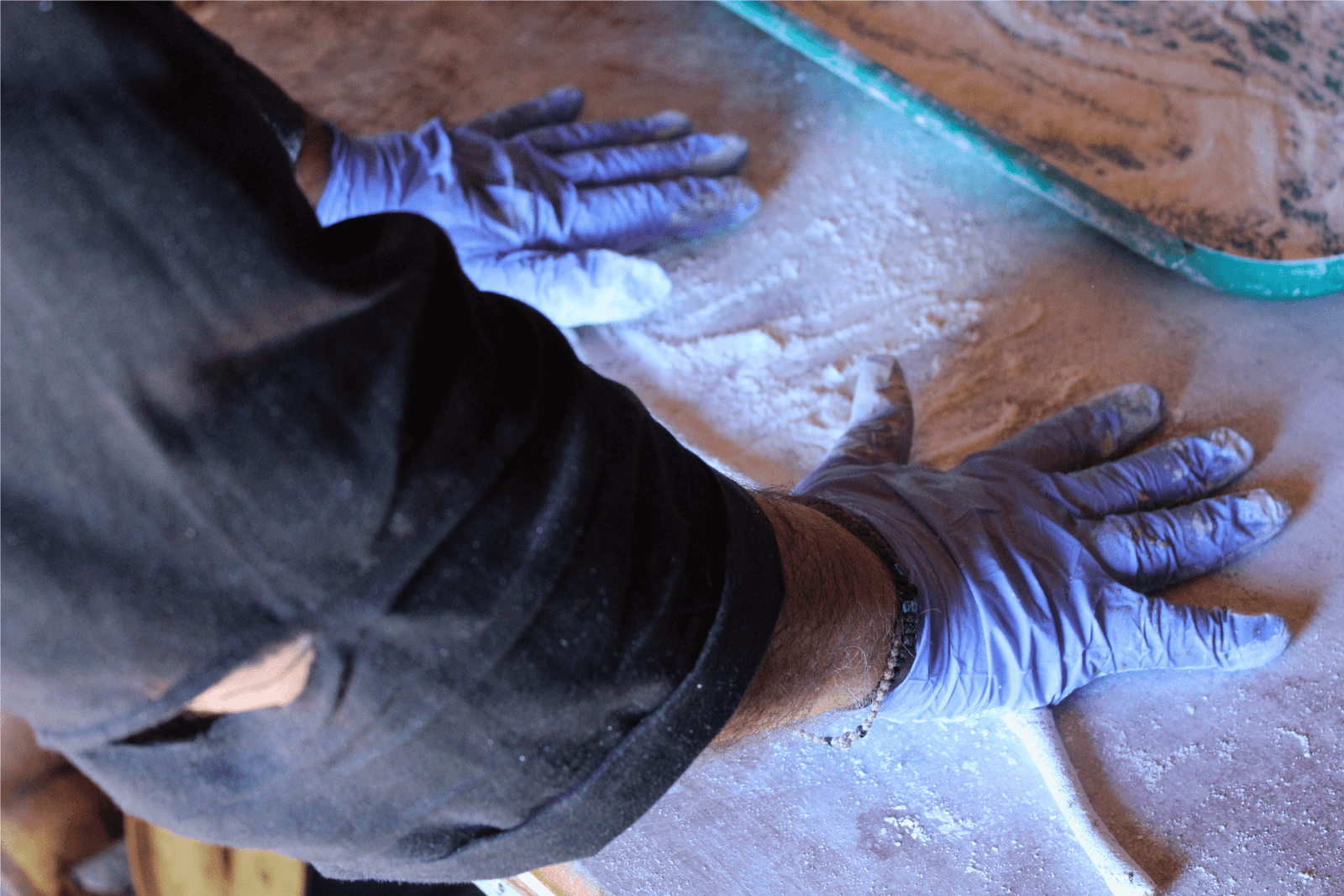 Monk Symeon making incense in our monastery workshop.