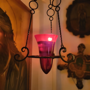 vigil-lamp Vigil lamp burning in our monastery.