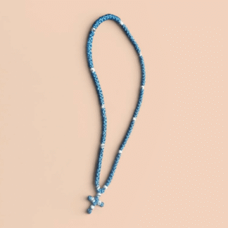 Baby Blue 100-Knot Satin Prayer Rope (Komboskini) – Handcrafted by the Abbot