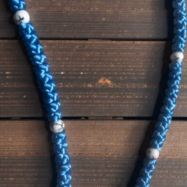 Baby Blue 100-Knot Satin Prayer Rope (Komboskini) – Handcrafted by the Abbot