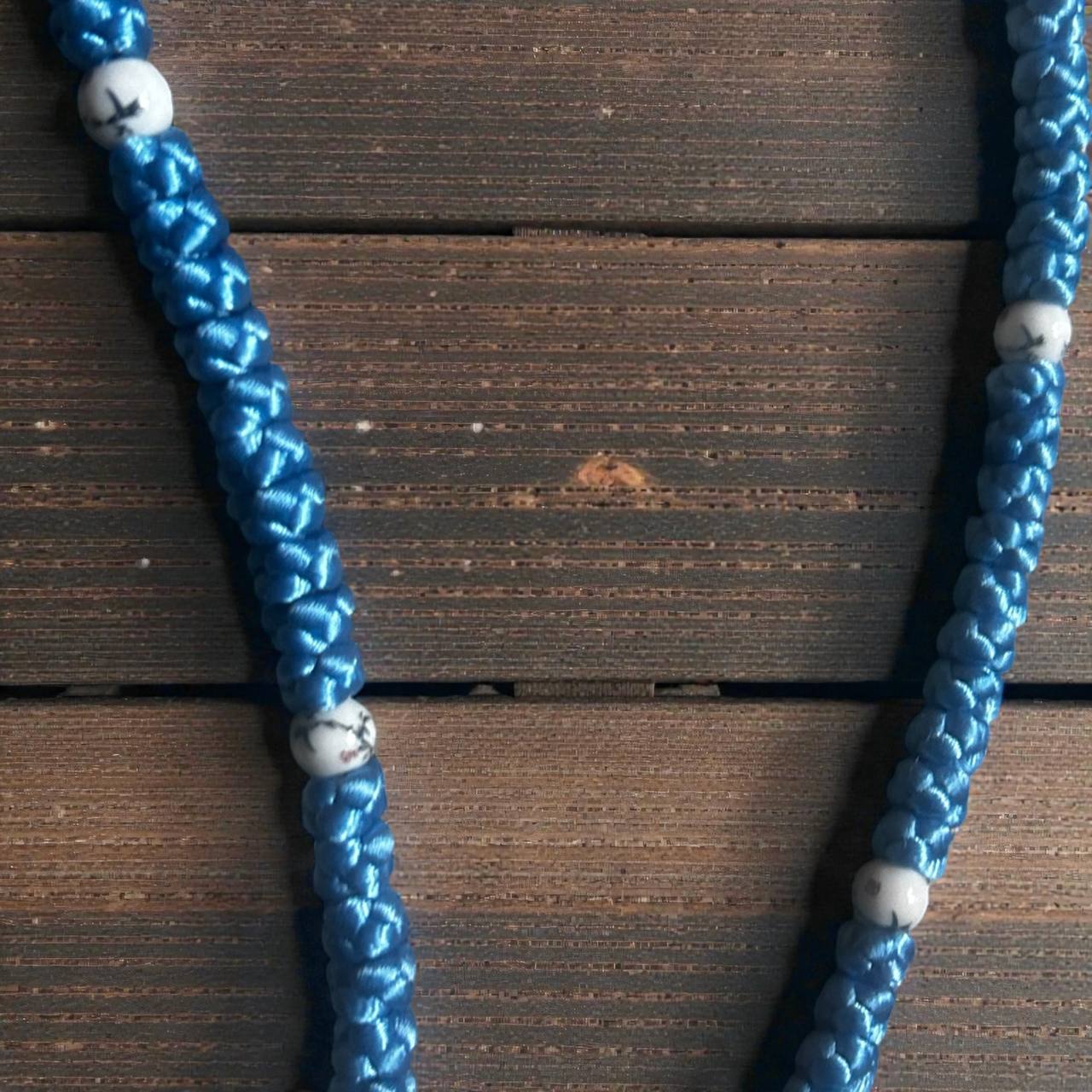 Baby Blue 100-Knot Satin Prayer Rope (Komboskini) – Handcrafted by the Abbot - Image 3
