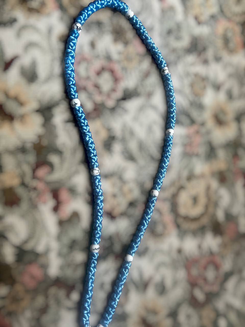 Baby Blue 100-Knot Satin Prayer Rope (Komboskini) – Handcrafted by the Abbot - Image 2