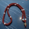 Burgundy 100-Knot Satin Prayer Rope (Komboskini) with Gold-Colored Cross