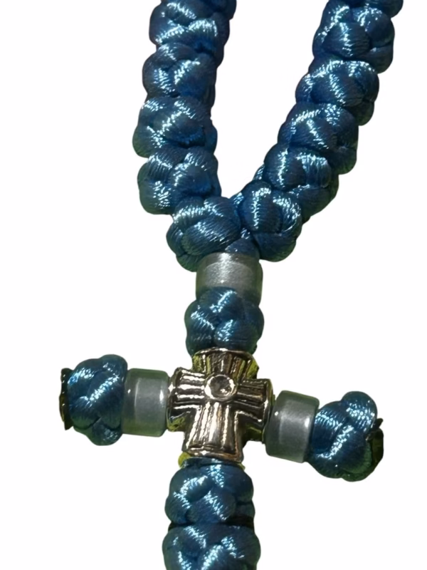 Azure Blue 100-Knot Satin Orthodox Prayer Rope (Komboskini)