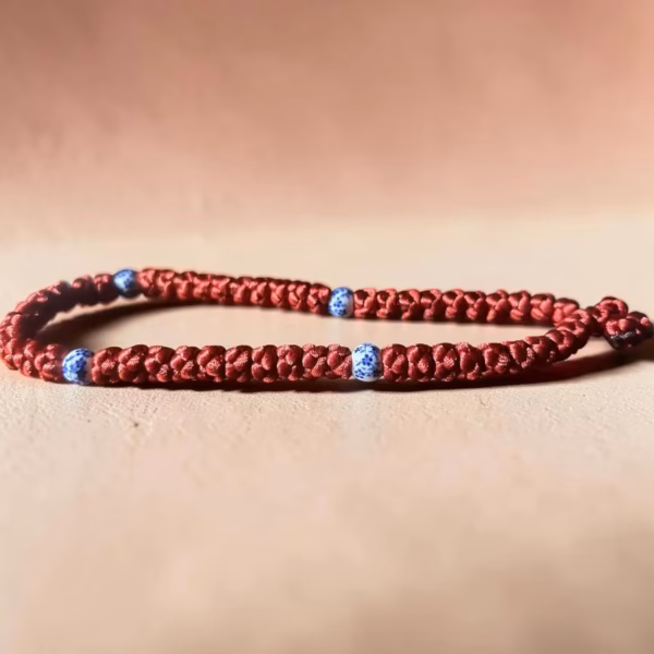 burgundy-50-knot-satin-prayer-rope-china-beads-6 Burgundy 50-Knot Satin Prayer Rope (Komboskini) with China Pattern Beads