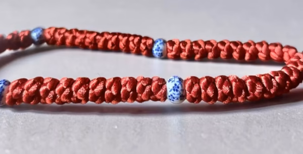 burgundy-50-knot-satin-prayer-rope-china-beads-8 Burgundy 50-Knot Satin Prayer Rope (Komboskini) with China Pattern Beads